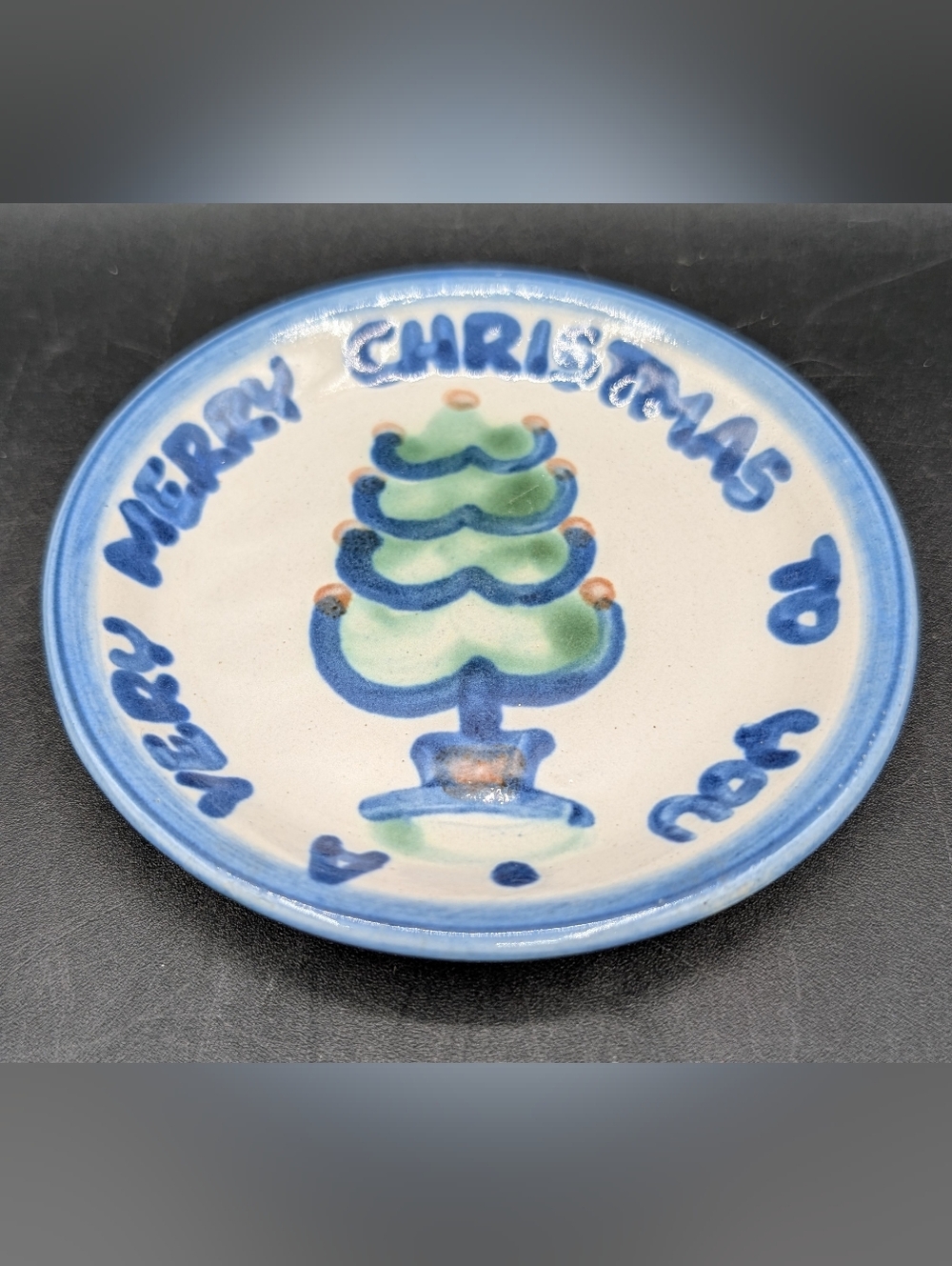 M. A. Hadley "A Very Merry Christmas to You" Trinket Dish Coaster, EUC, 4.25 In